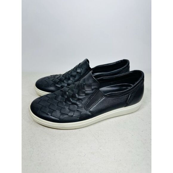 ECCO SOFT 7 WOVEN SLIP ON DROID SOFT 7 LEATHER SLIP-ON WOMEN SNEAKER 7 Black - Picture 4 of 8
